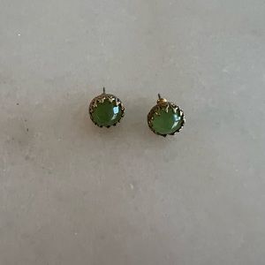 Green and gold stud earrings